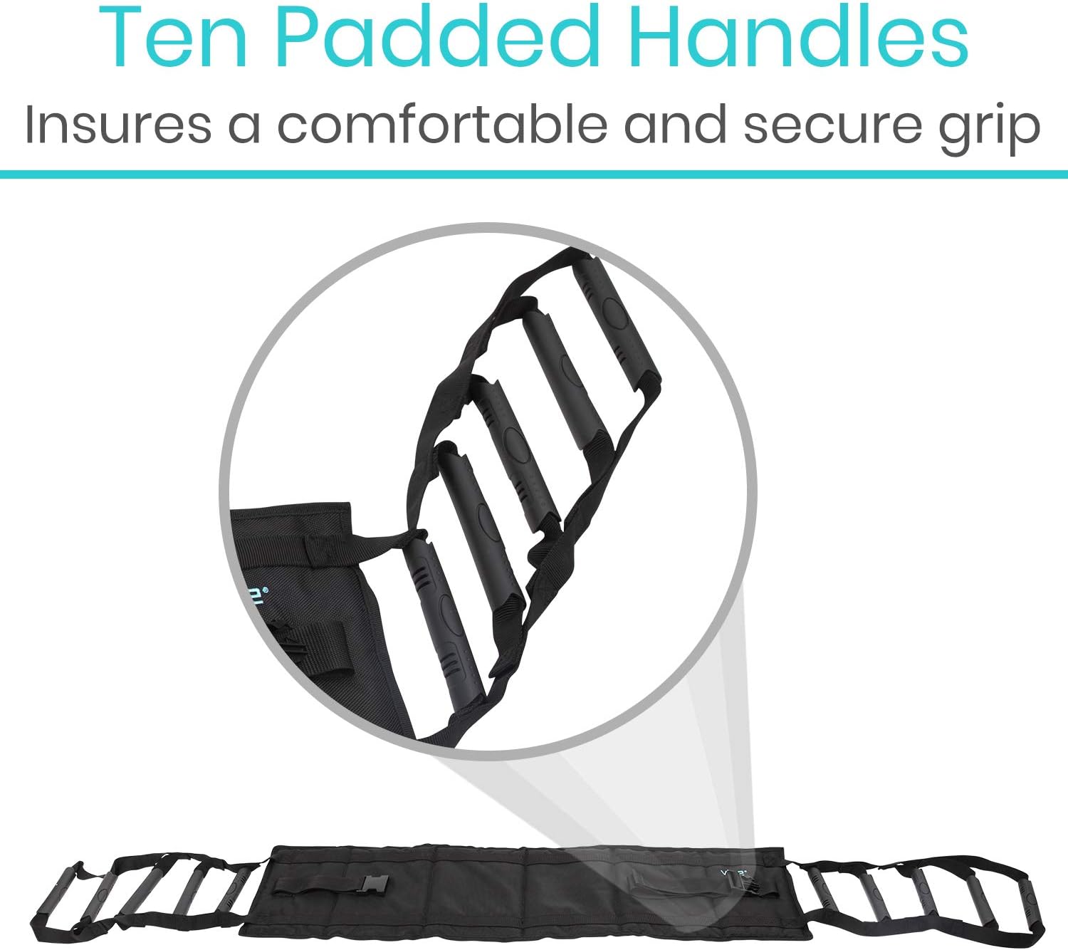 Vive Transfer Sling - Padded Assist Gait Belt - Heavy Duty Patient Lift with Straps - Mobility Standing and Lifting Aid for Disabled, Elderly, Seniors, Injured - Safely Move from Bed and Wheelchair - Image 8