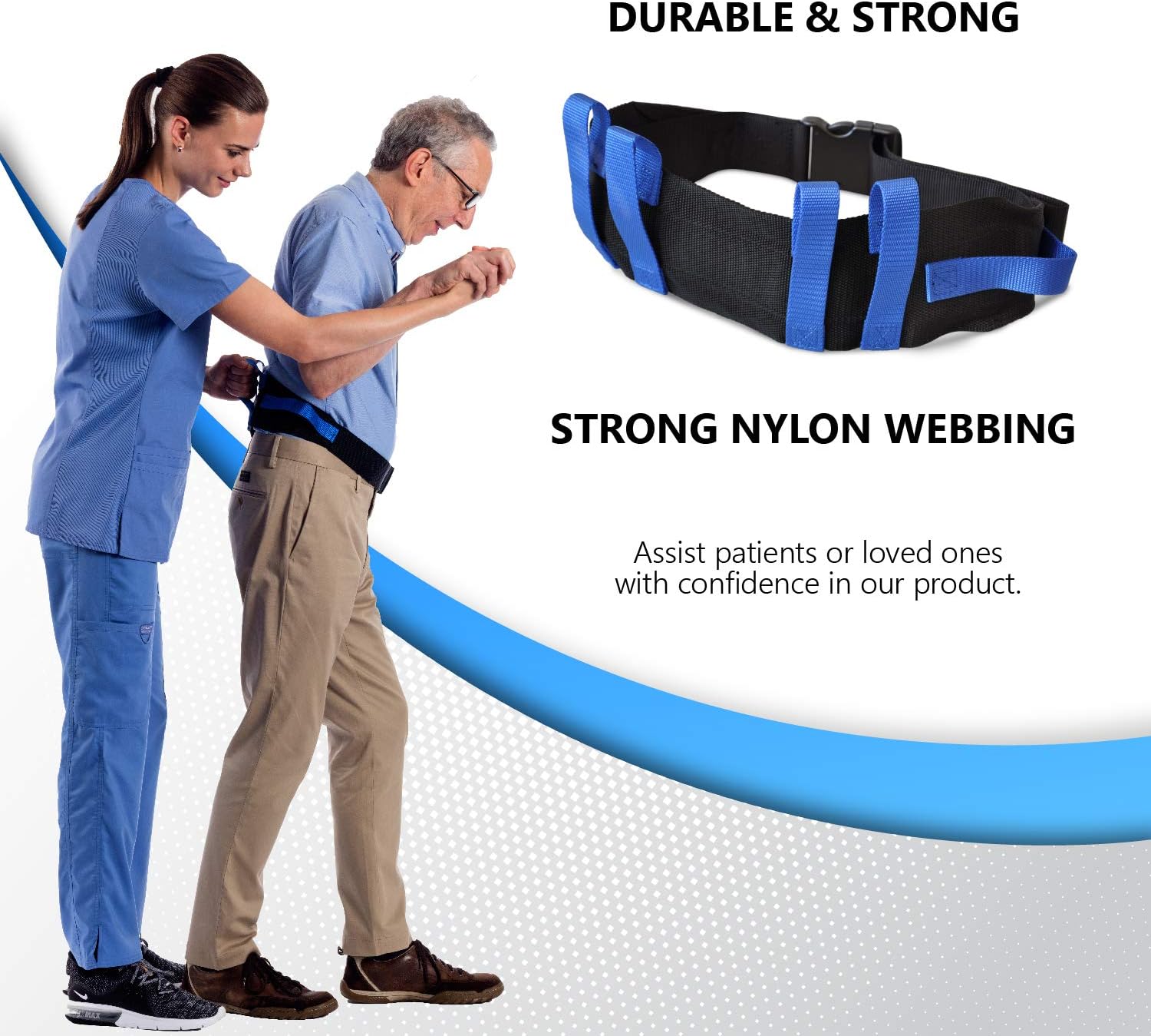 NYOrtho Gait Belt (275lbs) - Transfer Belt with 6 Heavy Handles -Lift Assist for Elderly and Patient Care - Gait Belts Transfer Belts for Seniors with Easy Fasten Buckle | Adjustable Size 28” to 55” - Image 2