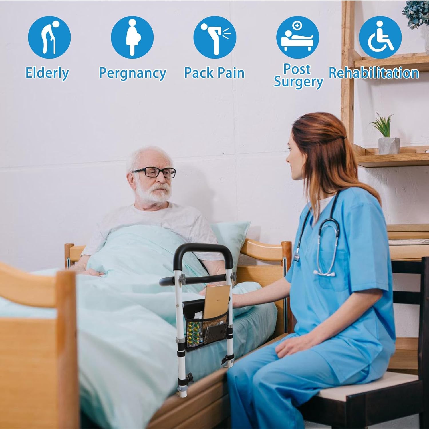 Bed Rails for Elderly Adults Safety, Bed Rail Elderly Bed Assist Rail for Seniors Helps Getting in and Out of Bed Much Easier - Image 6