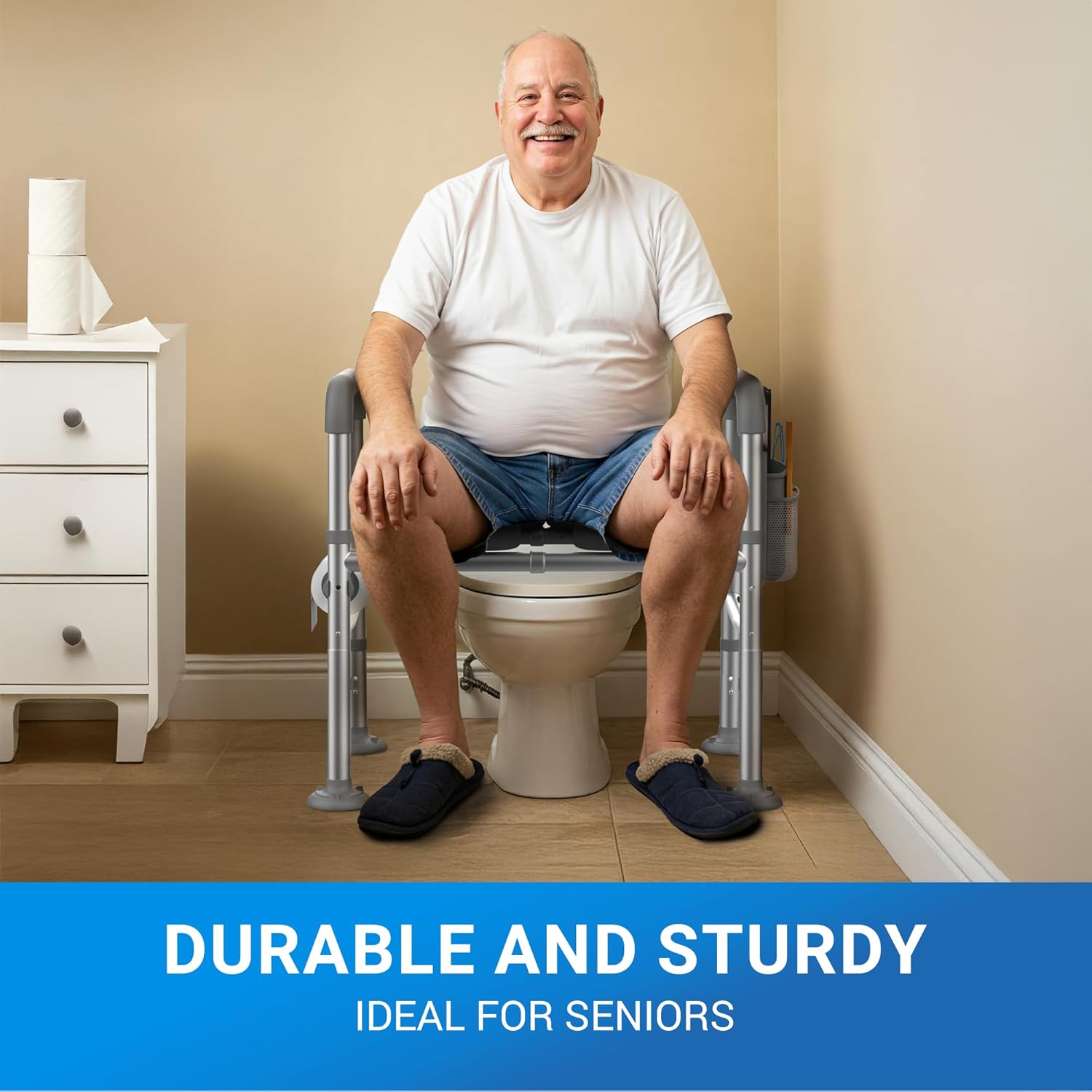 Sliq Toilet Seat Risers for Seniors, Raised Handicap Toilet Seat with Handles Over Toilet, 400 Lbs Capacity High Toilet Riser with Handles for Elderly Adults, Handicap, and Pregnant - Image 2