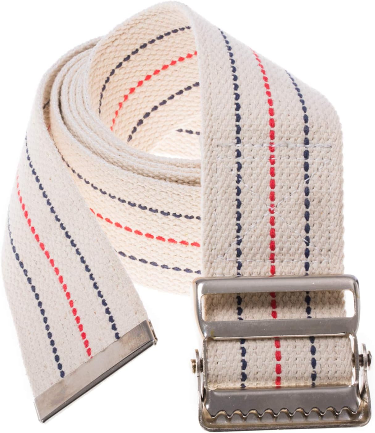 COW&COW Transfer and Gait Belt with Metal Buckle - Transfer Walking and Standing Assist Aid for Caregiver Nurse Therapist 2 inches (Beige with Stripes, 60") - Image 3