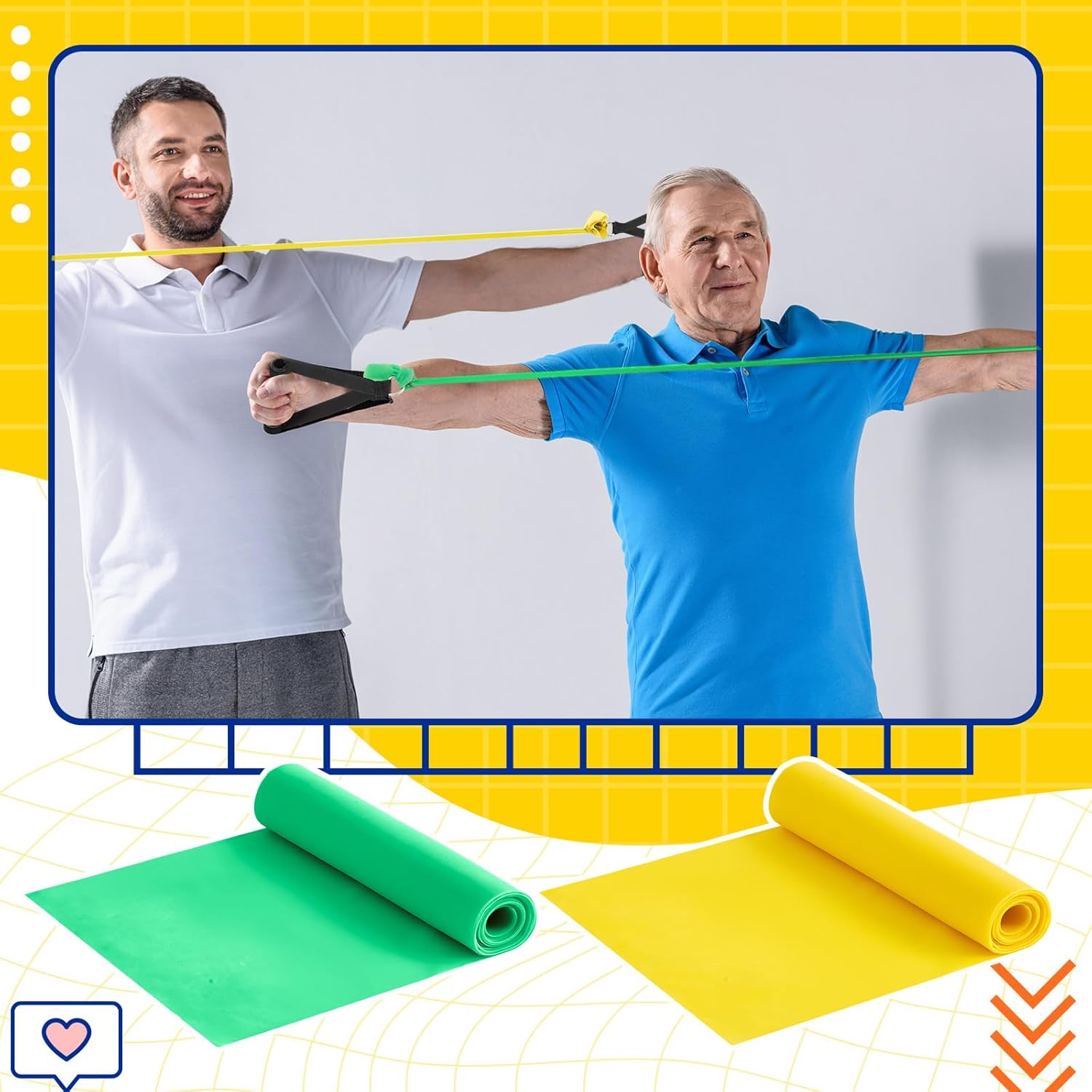 2 Pcs Resistance Band for Seniors with 2 Pcs Handles Exercise Band Specifically Created for Elderly Physical Therapy, Stretch, Recovery, Pilates, Strength Training and Yoga Starter Set - Image 6