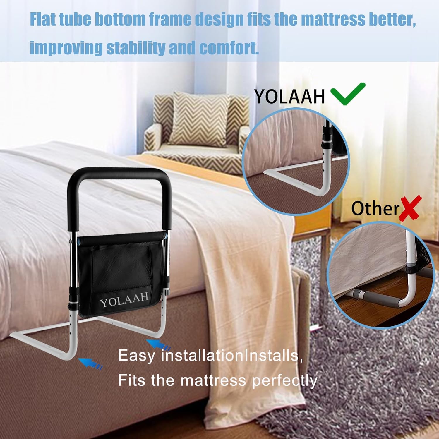 Bed Rail for Elderly Adults Safety - Bed Rails for Queen Bed,Height Adjustable Fall Prevention Guard for Seniors Fits King Size Full Twin Bed - Image 4