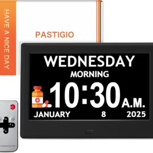 2025 NEW, Digital Clocks, 7'' Dementia Clock with Date and Time for Elderly, Auto-Dimming, 12 Reminders & 6 Alarms, Button & Remote Control, Auto DST, Digital Calendar for Seniors Large Display