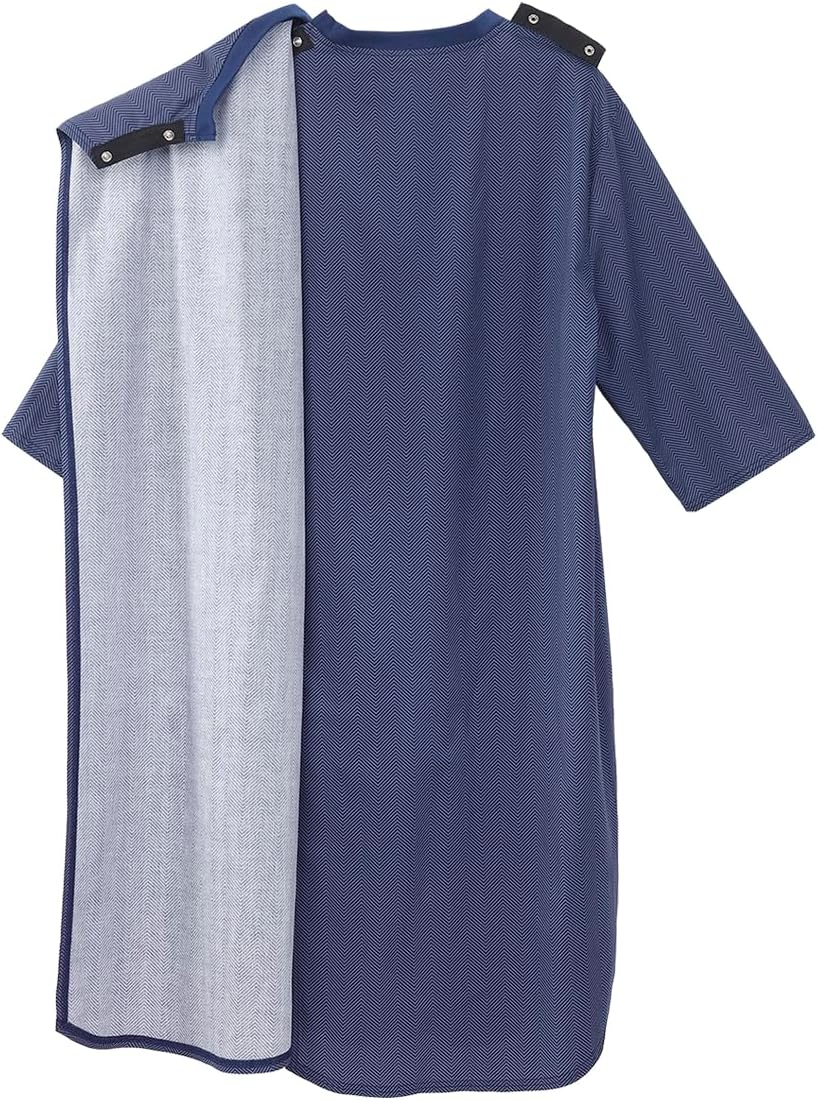 Silverts Mens Adaptive Nightgown - Open Back Cotton Hospital Sleepwear for Elderly - Nightshirt Top for Disabled Seniors - Image 2