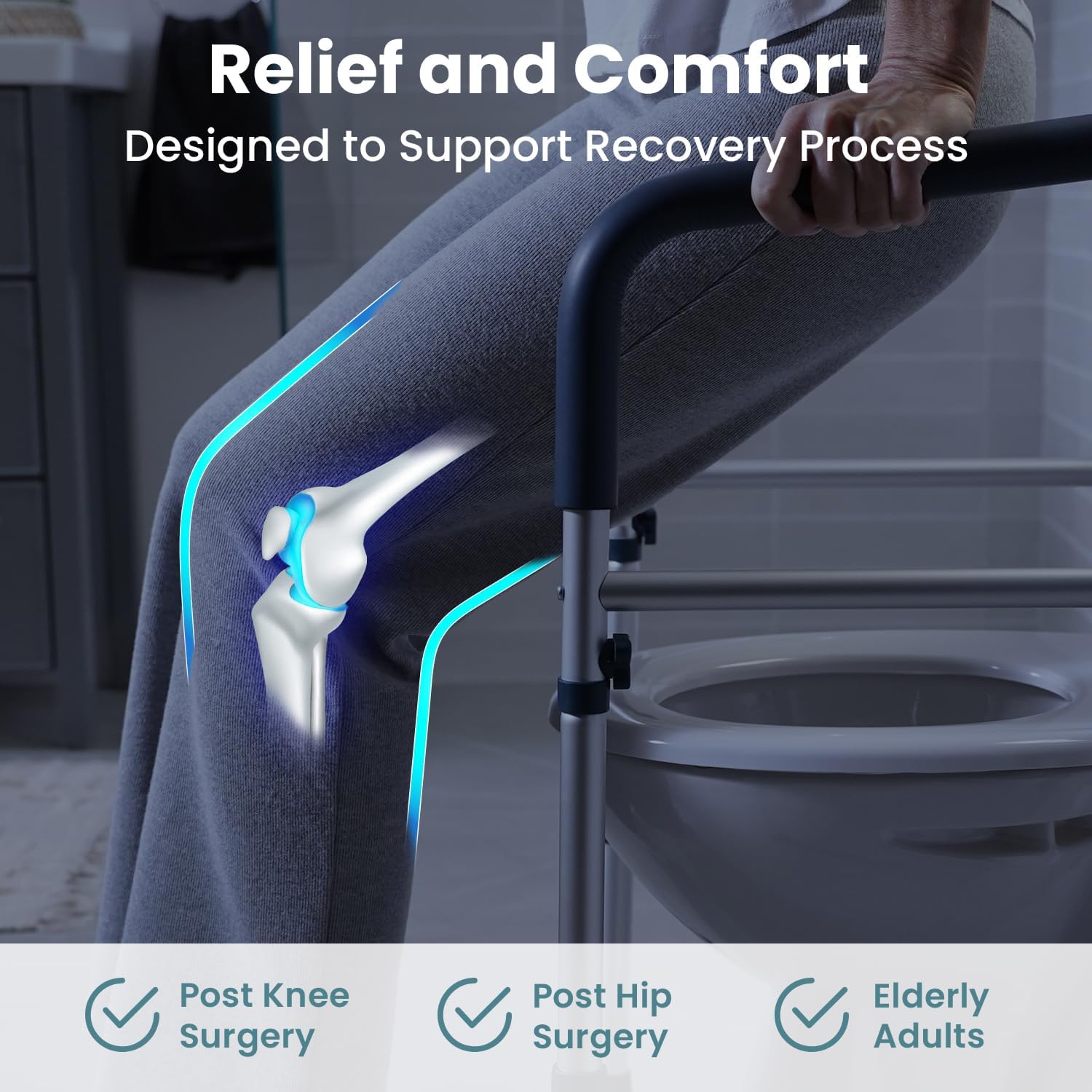 FSA/HSA Eligible - Toilet Safety Rails (350 lb) - Adjustable Toilet Safety Frame & Rails, Toilet Safety Rail for Elderly Adults, Toilet Handles for Seniors, Toilet Bars for Elderly & Handicap - Image 9