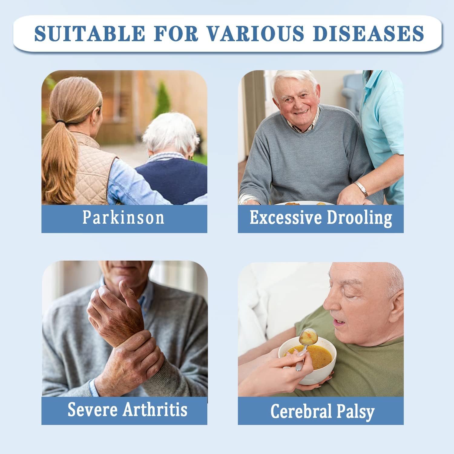 2 Pack Silicone Adult Bibs with Crumb Catcher, Washable and Adjustable Adult Bibs for Elderly Men Women Seniors - Image 5