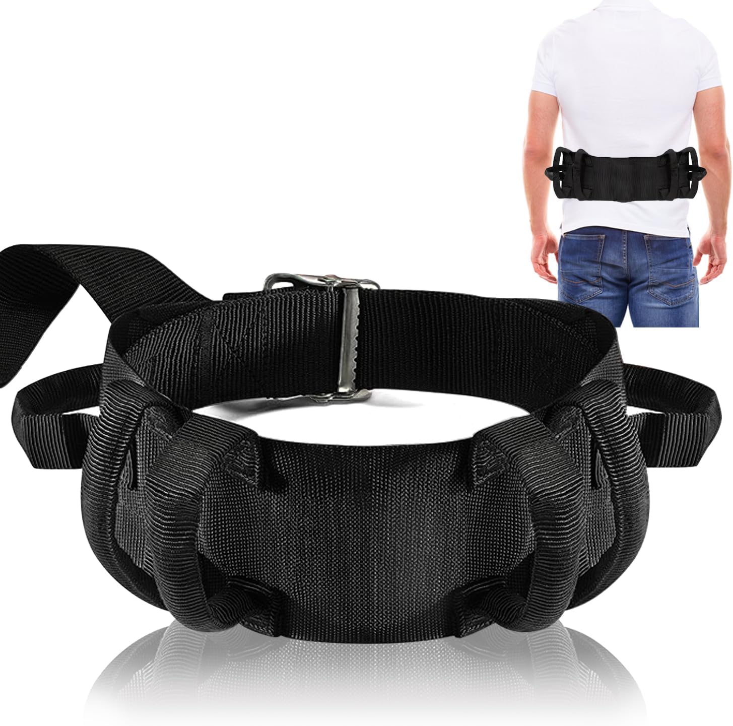 Gait Belt Transfer Belt for Seniors with 6 Handles, Standing Assist Aid for Elderly, Handicap, Occupational & Physical Therapy Caregiver Nurse Therapist, Walking & Standing Lift Belt Holds up 500 LBS