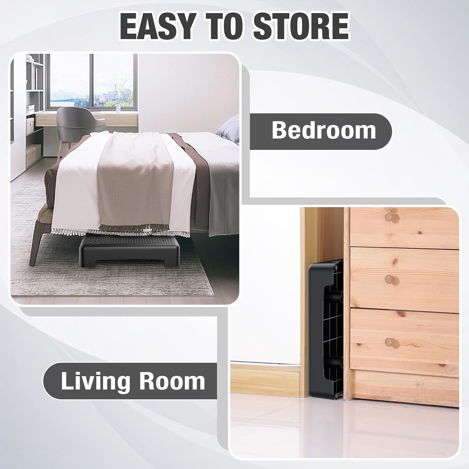 HBTower Mobility Step Stool for Adults & Seniors - Non-Slip Platform Indoor and Outdoor, Portable Riser, Safety Step for Car, Bedside, Office, Shower, Stairs - Black - Image 4