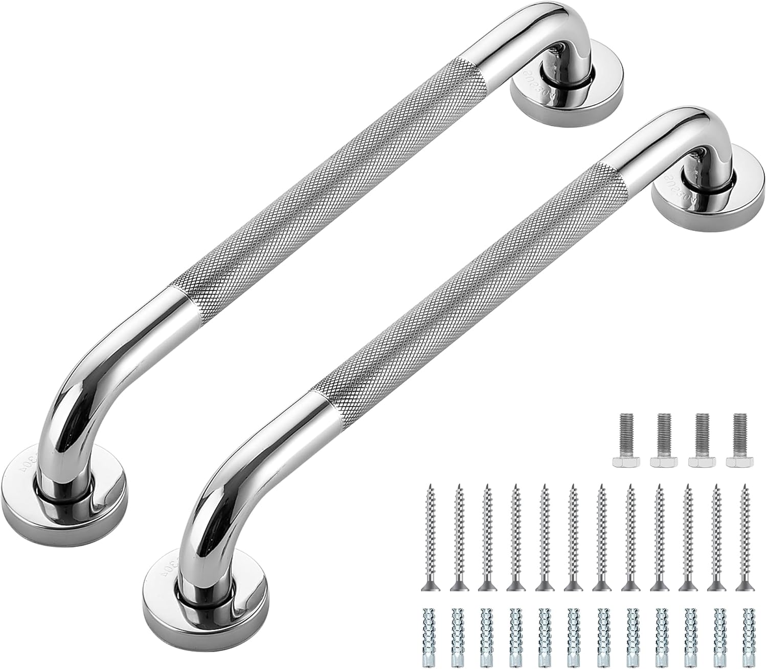 Grab Bars for Shower, 2 Pack 16-Inch Anti Slip Shower Handles for Elderly, Safety Shower Grab Bar, Stainless Steel Handicap Grab Bars for Bathroom (Polished Nickel 1" Diameter)
