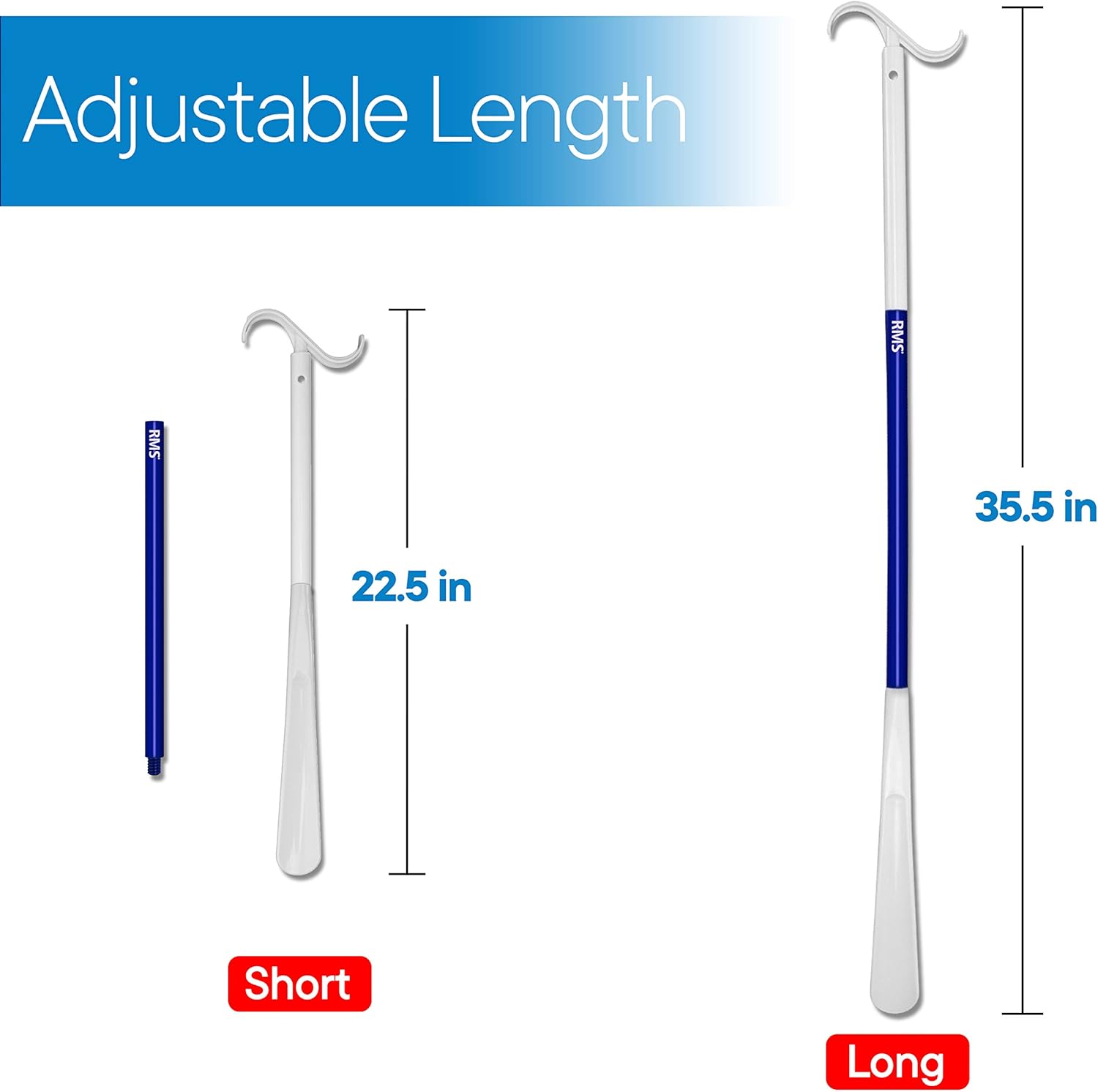 RMS 35.5 Inch Extra Long Dressing Stick Aid for Shoes, Socks, Shirts and Pants - Sock Removal and Long Shoe Horn with Travel Bag - Image 6