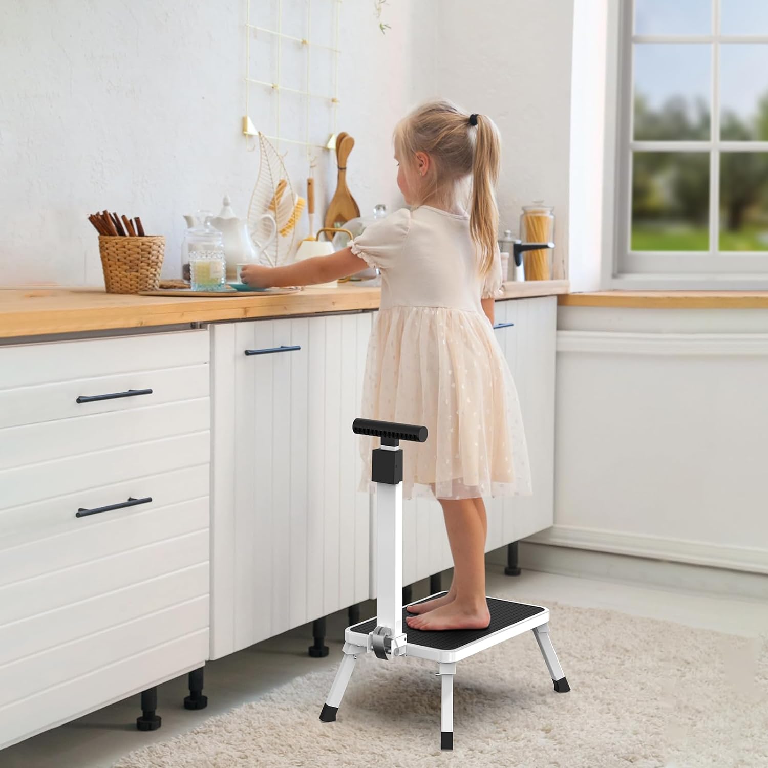 Step Stools for Adults, Foldable Step Stool with Handle for Elderly Seniors Stepping Stool with Non-Slip Step Platform Metal Stool in Kitchen, Bedroom,Bathroom,330 Lbs Capacity(Patent Protection) - Image 7