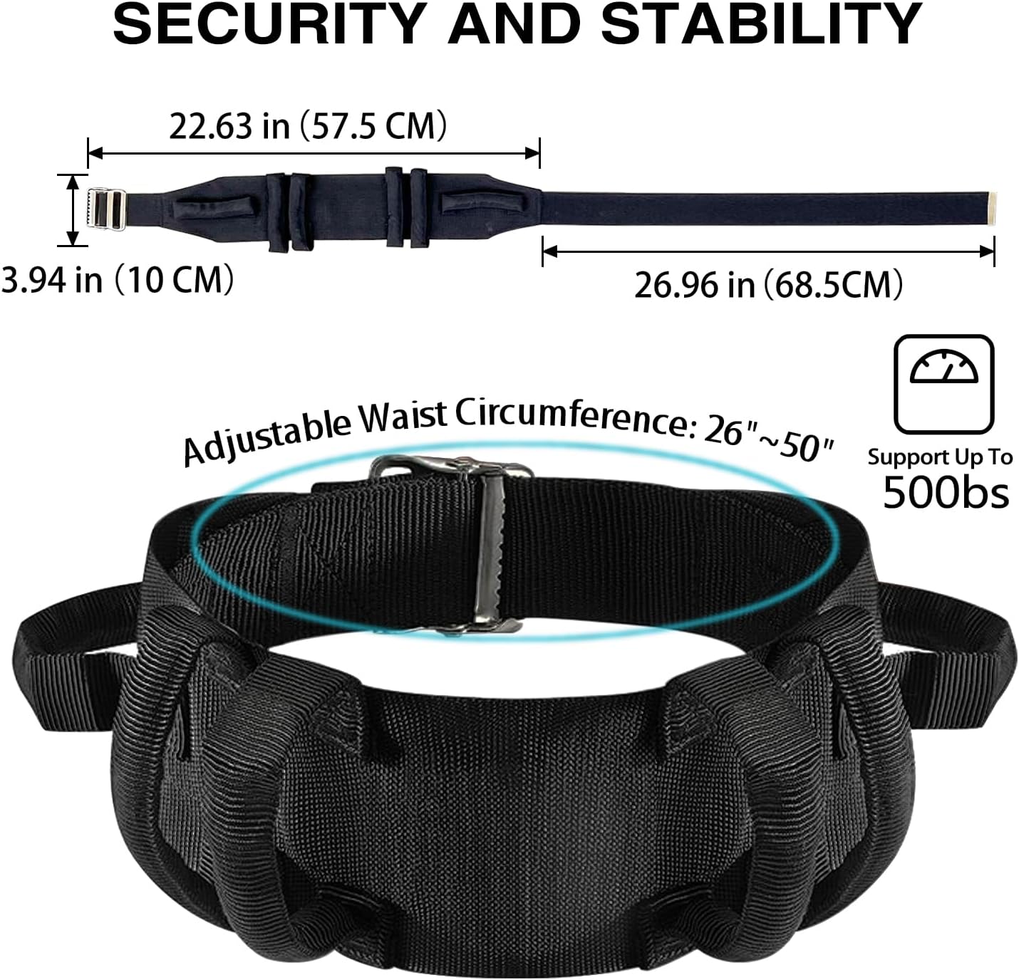 Gait Belt Transfer Belt for Seniors with 6 Handles, Standing Assist Aid for Elderly, Handicap, Occupational & Physical Therapy Caregiver Nurse Therapist, Walking & Standing Lift Belt Holds up 500 LBS - Image 7