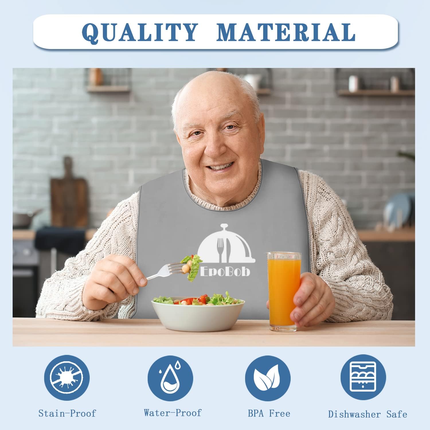 2 Pack Silicone Adult Bibs with Crumb Catcher, Washable and Adjustable Adult Bibs for Elderly Men Women Seniors - Image 6