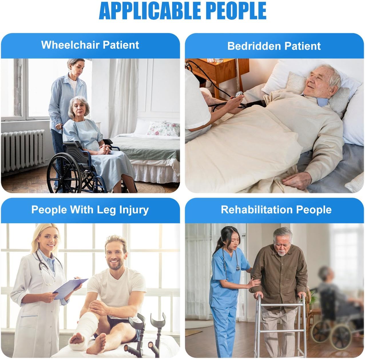 Rhino Valley Gait Belt Transfer Belt for Senior with 7 Handles, Lift Belt with Quick Release Buckle, 59" Anti-Slip Transfer Belt for Elderly, Medical Nursing Safety Patient Assist, Blue & Black - Image 6