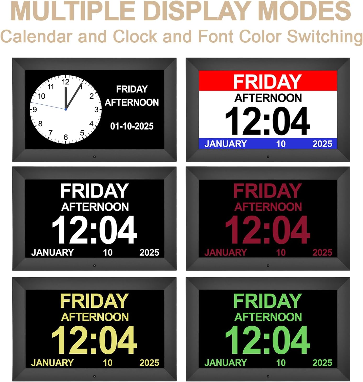 10.1" Extra Large Digital Dementia Clock - Calendar Alarm Clock for Seniors with 20 Reminders, 12 Alarms, Auto-Dimming Display for Vision Impaired & Elderly with Memory Loss Elderly - Image 5