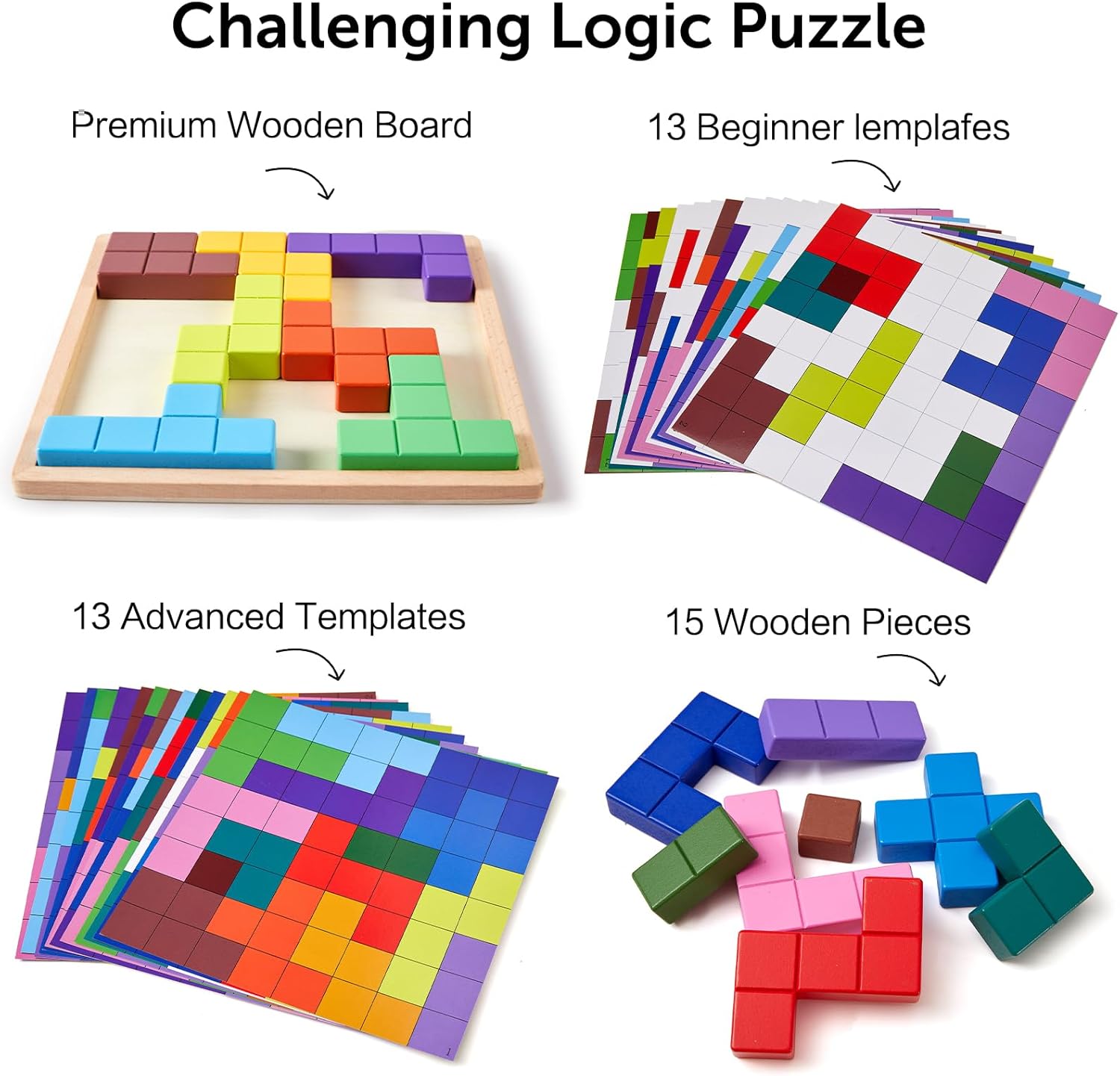 Dementia Products for Elderly, 15 Wooden Tiles Matching Dementia Activities for Seniors, Easy Memory Games for Alzheimer's, Cognitive Craft Gifts, Large Puzzle Pattern Blocks for Elderly - Image 2