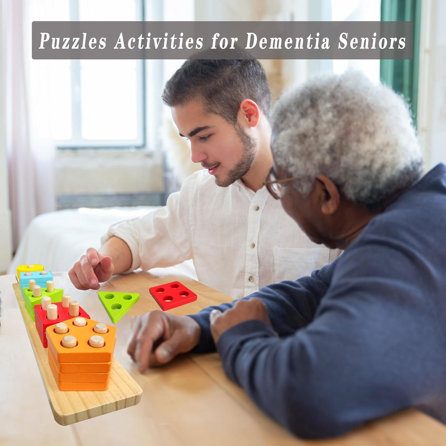 Dementia Activities for Seniors,Geometric,Colors & Numbers Cognitive Products for Alzheimers,Wooden Puzzles Gifts & Cognitive Training Games for Elderly - Image 4