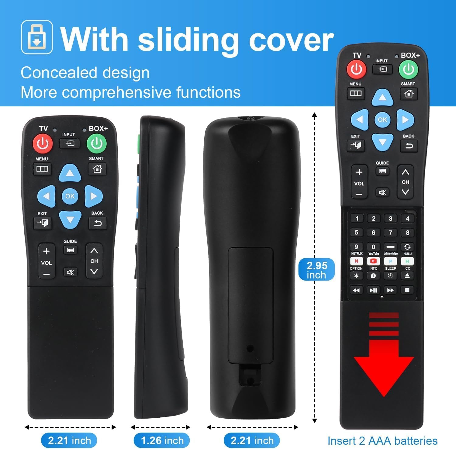 Universal Big Button Remote for Seniors, Elderly, 2-Device Control - Learning Functions, Use for TV, Streaming Box, Soundbar Audio Recevier, DVD/VCR/SAT Device & Blue-Ray DVD, Dementia Friendly Gifts - Image 6