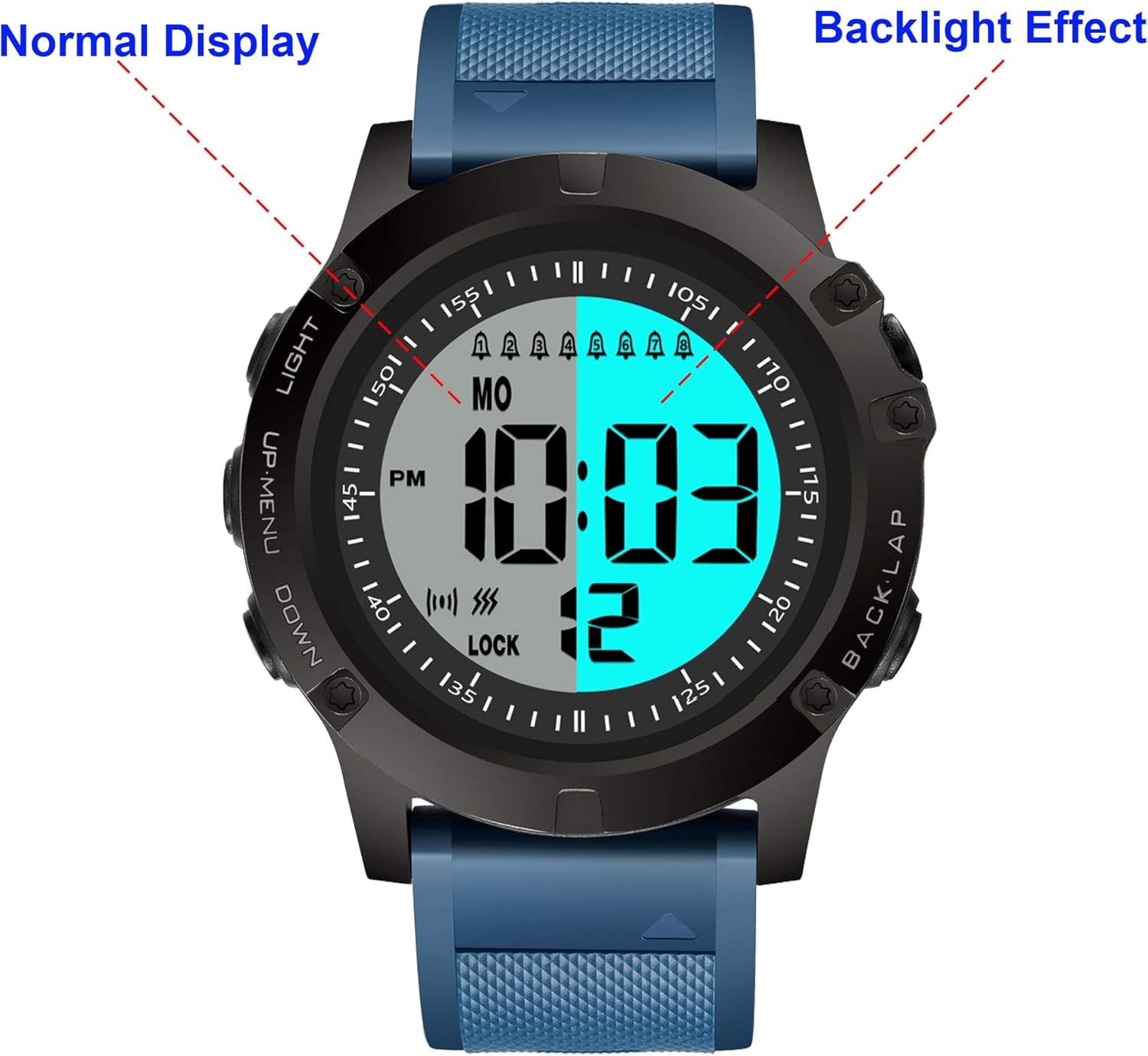 TICCI Men 8 Vibrating Alarms Watch Medication Aids Pill Vibra Alert Reminders for Elderly Seniors Big Digits Waterproof - Image 6