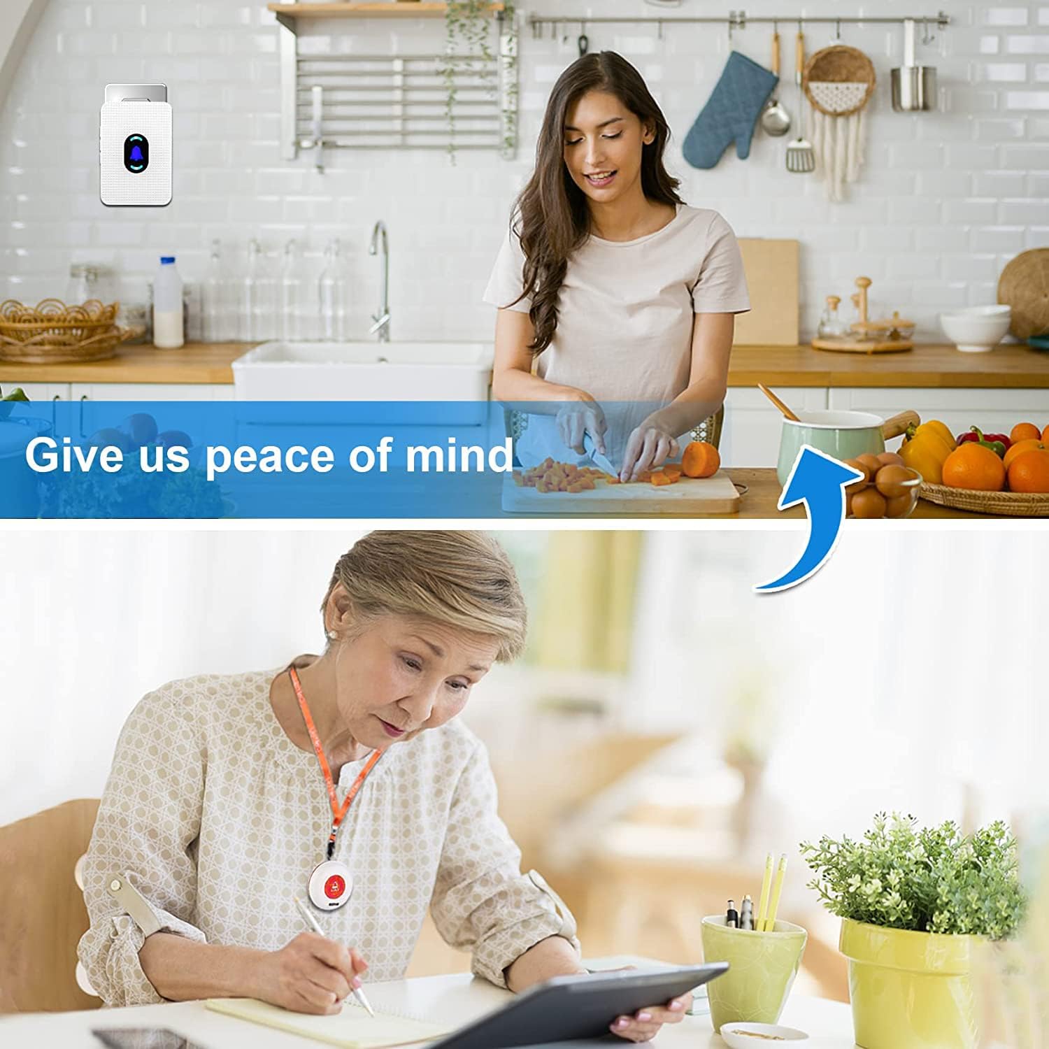 Daytech Wireless Caregiver Pager Call Button Elderly Nurse Alert System for Elderly Monitoring/Seniors with 2 SOS Call Panic Buttons & 2 Watch Pagers, 500+Feet 3 Receivers - Image 4