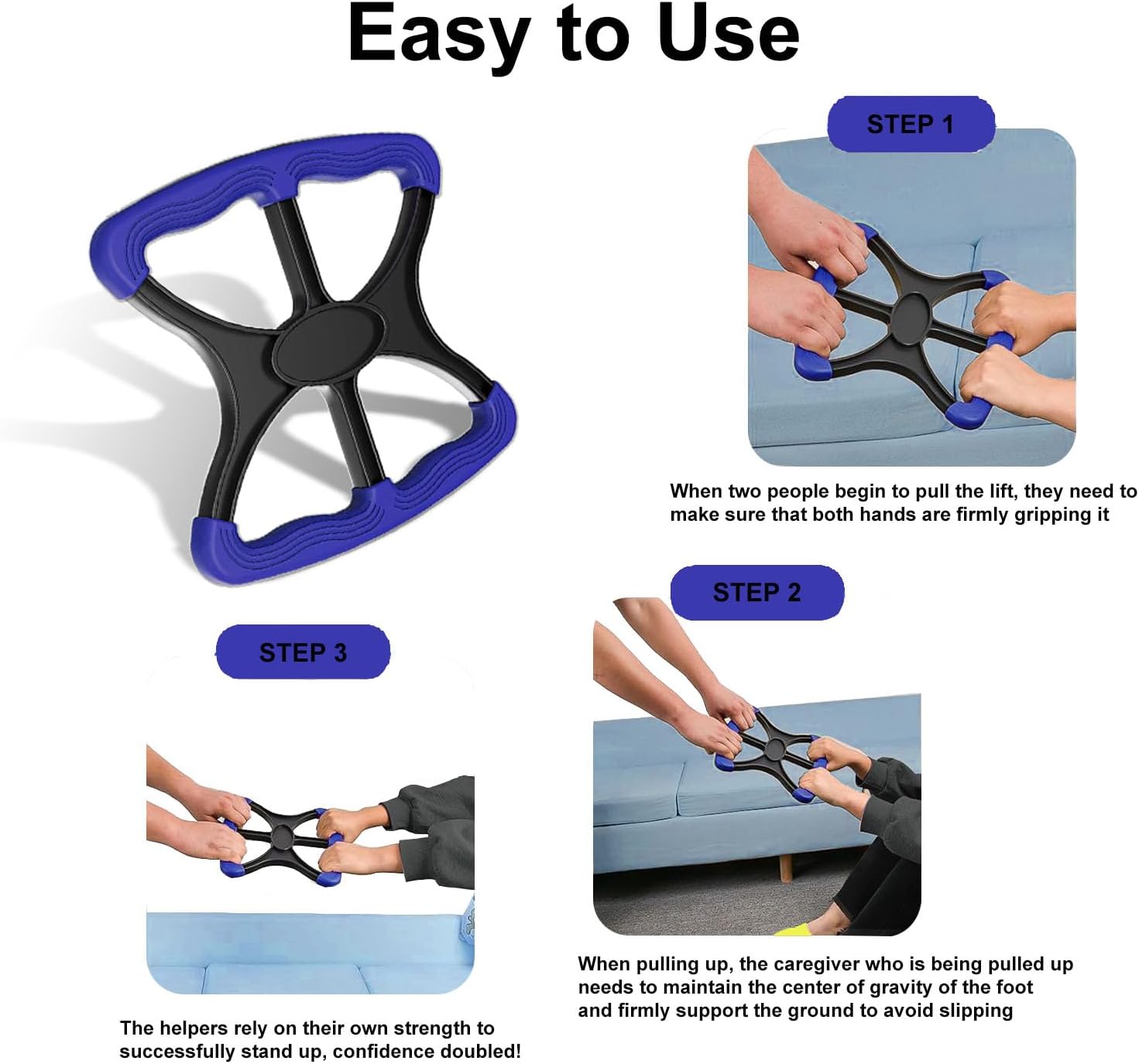 Liberty Lift Standing Aid for Elderly, Portable Lift Aid Bar with No-Slip Grip Handles to Transfer Elderly,Senior,Patient,Disabled Assists Caregiver or Nurse from Floor Standing Aids & Supports Gifts - Image 3