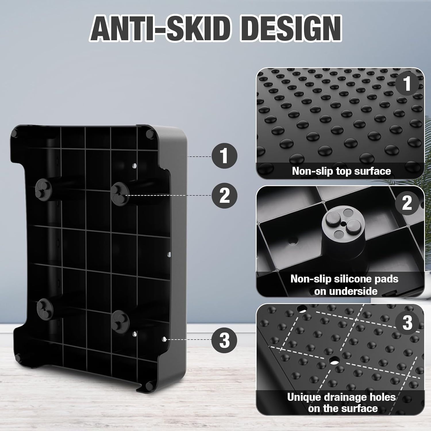 HBTower Mobility Step Stool for Adults & Seniors - Non-Slip Platform Indoor and Outdoor, Portable Riser, Safety Step for Car, Bedside, Office, Shower, Stairs - Black - Image 3