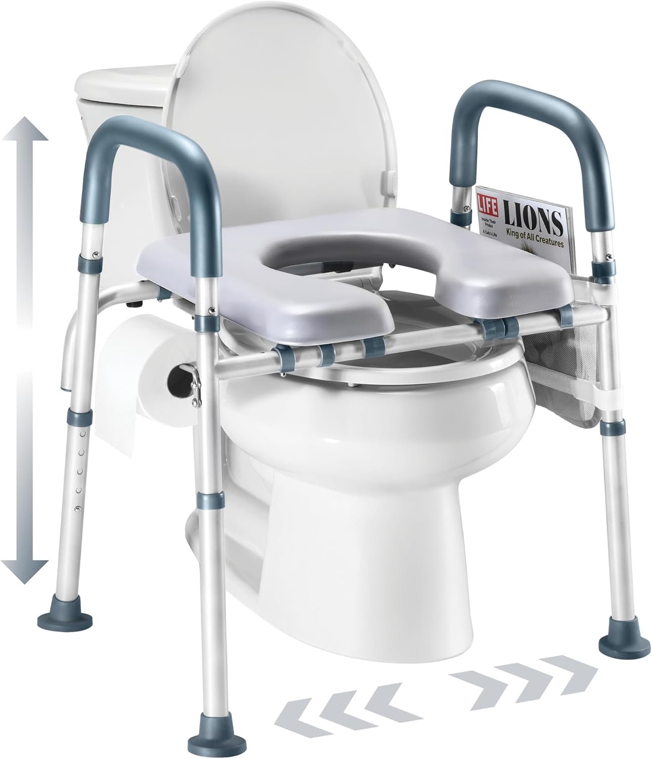 Toilet Seat Risers For Seniors Width and Height Adjustable Raised Toilet Seat With handles for Elderly, Handicap, Elevated, Pregnant, Fit Any Toilet Riser Heavy Duty Up To 400lbs