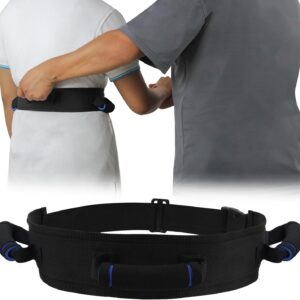 Gait Belt with Handles, Transfer Belt for Elderly, Patient Gait Belts, Transfer Belt Assist, Gait Belts for Seniors, Upgraded Using Rubber Handles (Blue)