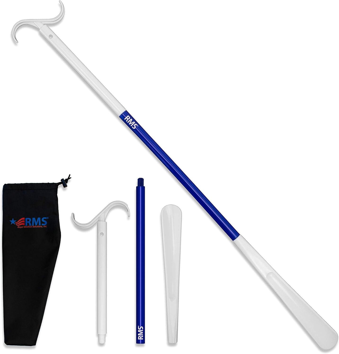 RMS 35.5 Inch Extra Long Dressing Stick Aid for Shoes, Socks, Shirts and Pants - Sock Removal and Long Shoe Horn with Travel Bag