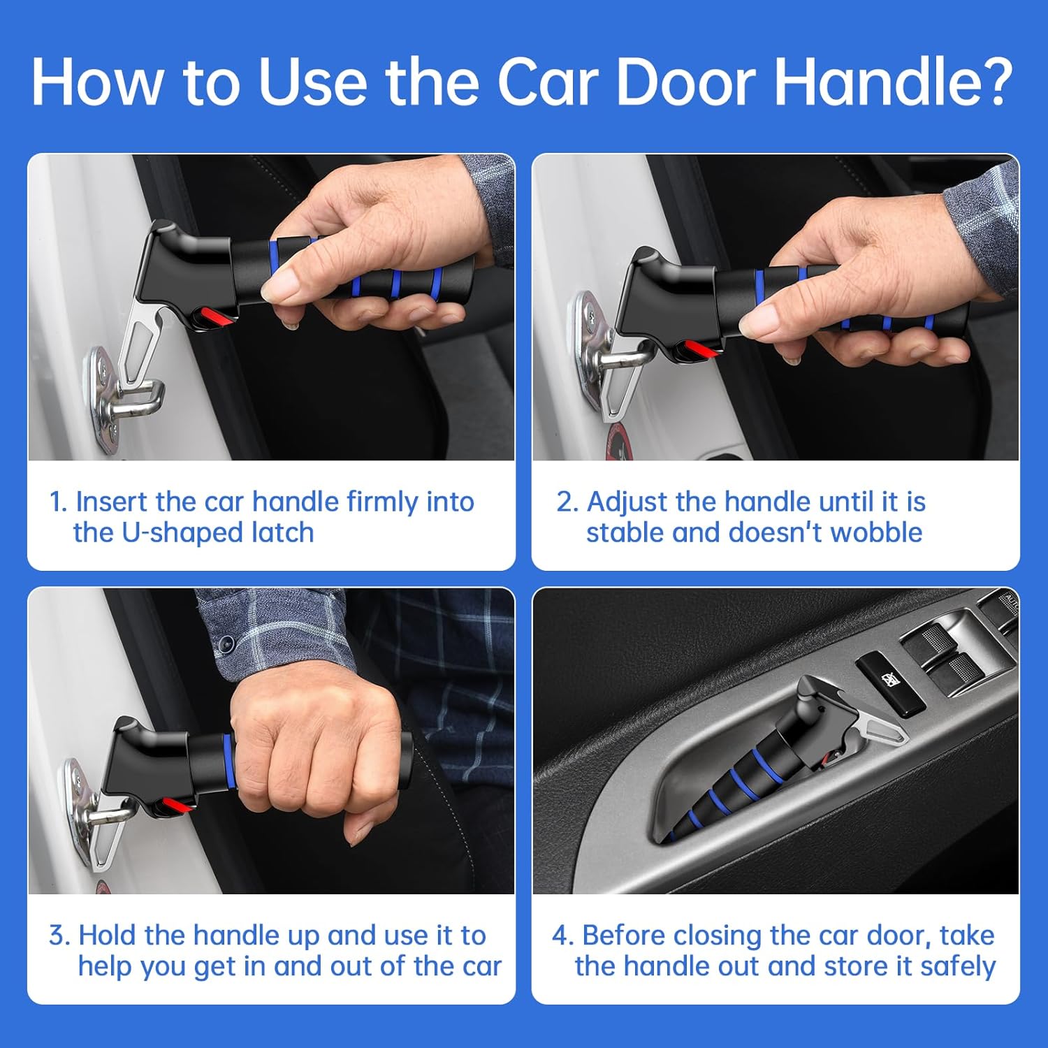 SYMYNELEC Car Door Handle for Elderly: Non-Slip Grip and Sturdy Assist Support - Fits Most Vehicles for Easy Getting in and Out of Car - Helpful for Seniors Handicapped Pregnant Women Children 2Packs - Image 8