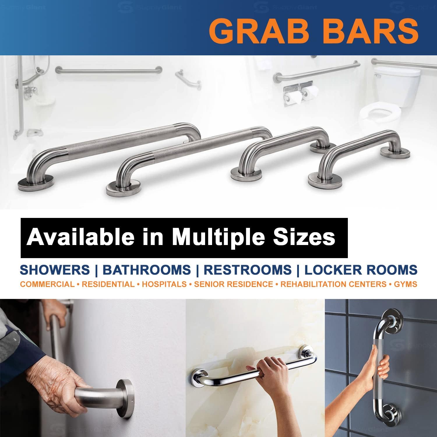 Grab Bar for Bathtubs and Showers, Shower Grab Bars for Seniors and Elderly, Safety Bar for Bathroom 30" x 1.5" ADA Compliant Grab Bar, Heavy Duty Stainless Steel Shower Handle Wall Mount - Image 4