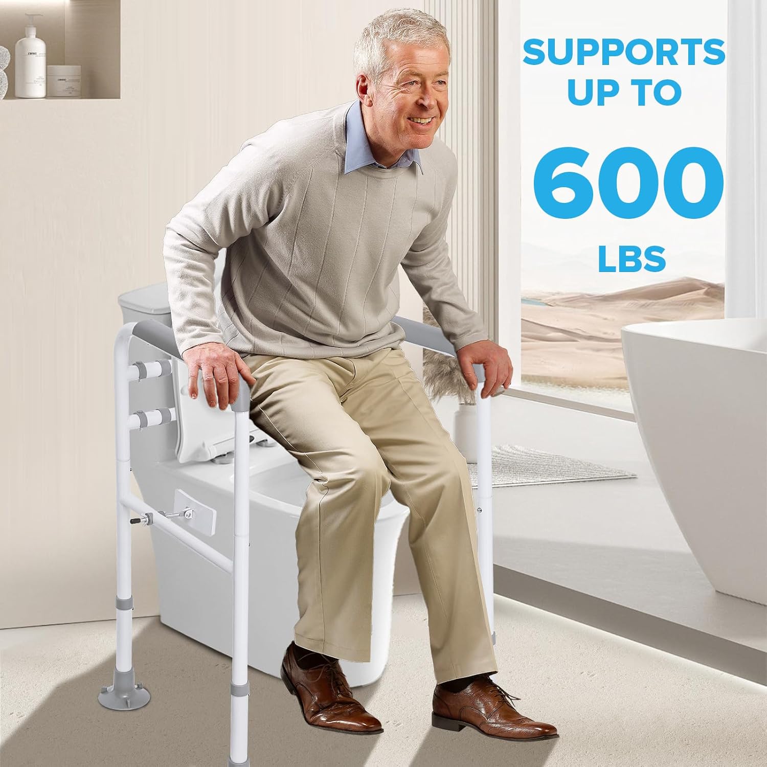 Toilet Safety Rails, Adjustable Toilet Safety Frame, Toilet Safety Rails for Seniors, Toilet Handles for Elderly and Disabled, Toilet Rails for Seniors, Toilet Rails,Elderly Assistance products, 600LB - Image 7