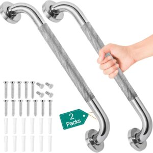 2 Pack 16 Inch Grab Bars for Bathtubs and Showers, Safety Bathroom Shower Grab Bars for Seniors Holds up to 500LBs, Handicap Grab Bars Stainless Steel, Anti Slip Shower Handle for Wall, Elderly