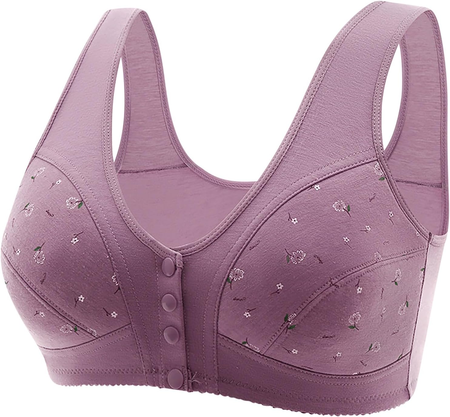 Daisy Bras for Older Women Front Closure Push up Bra No Underwire Senior Bra with Snaps 2025 Upgraded Breathable Cotton Bras - Image 2