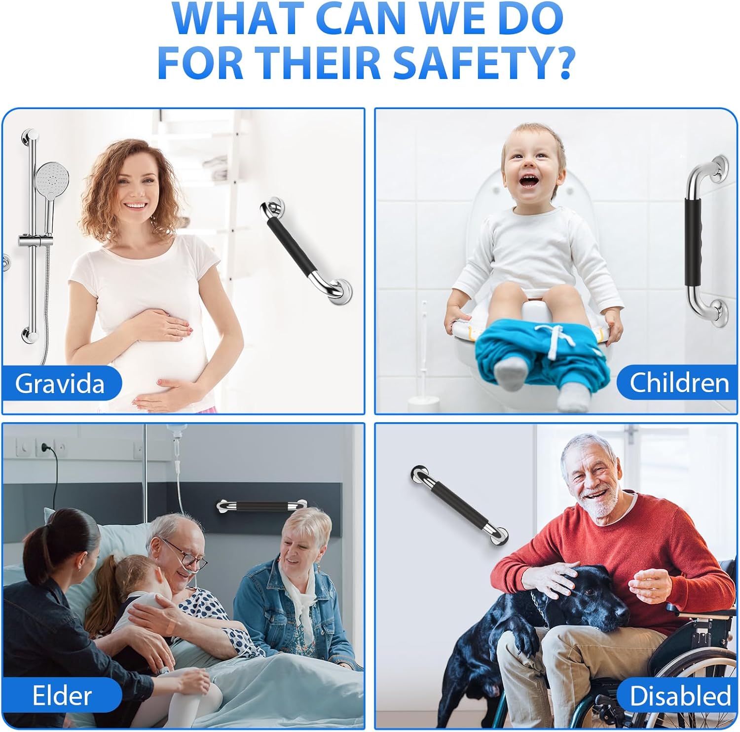 2 Pack 16 Inch Grab Bars for Bathtubs and Showers, Anti Slip Handicap Grab Bars for Shower, Safety Bath & Toilet Rail for Elderly Senior, Shower Handle Disability Assist Bathroom Handrail - Image 4