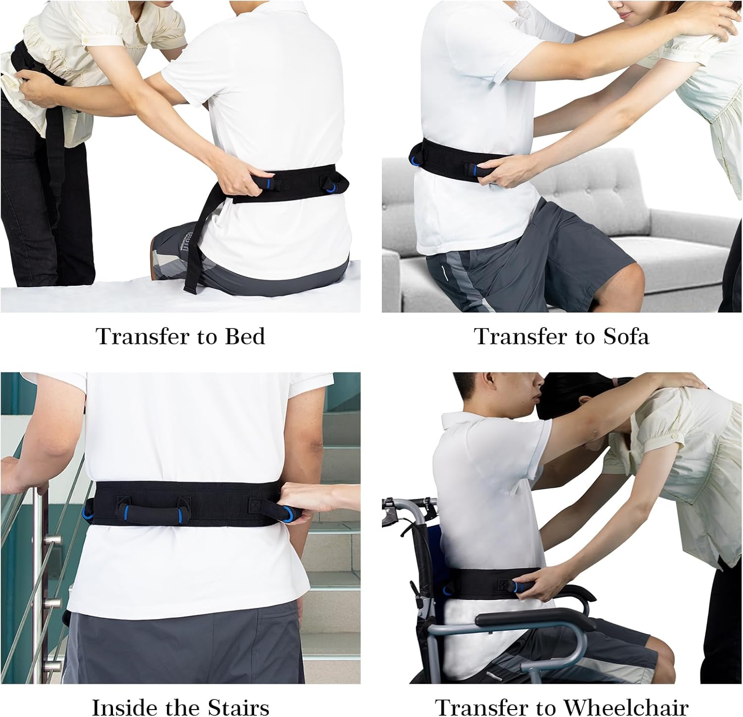 Gait Belt for Seniors, Transfer Belt with Handles, Safety Gate Belt for Elderly Lift Belts Physical Therapy with Quick Release Buckle Standing Aids & Support for Elderly Handicap Patient Care (Black) - Image 6