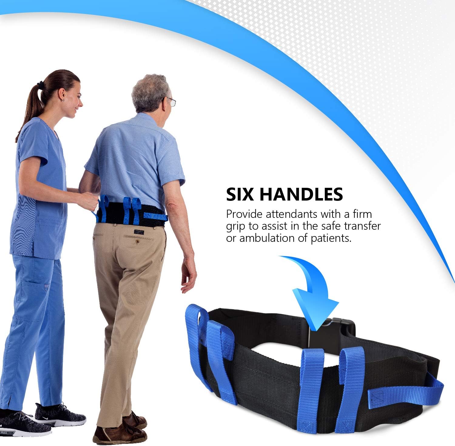 NYOrtho Gait Belt (275lbs) - Transfer Belt with 6 Heavy Handles -Lift Assist for Elderly and Patient Care - Gait Belts Transfer Belts for Seniors with Easy Fasten Buckle | Adjustable Size 28” to 55” - Image 4