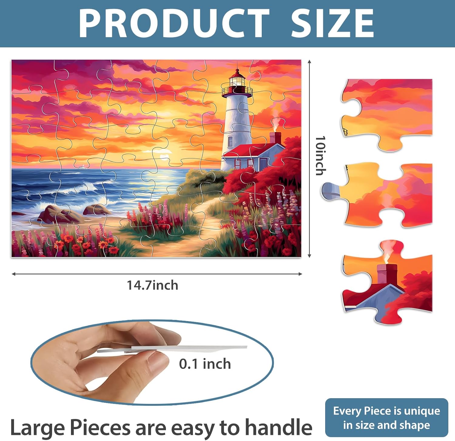 6 Pack 36 Piece Large Jigsaw Puzzle for Seniors Puzzles Dementia Alzheimer's Products and Activities for Elderly Adults Alzheimer's Puzzles Easy Memory Games Gift for Seniors Patients in Nursing Home - Image 2