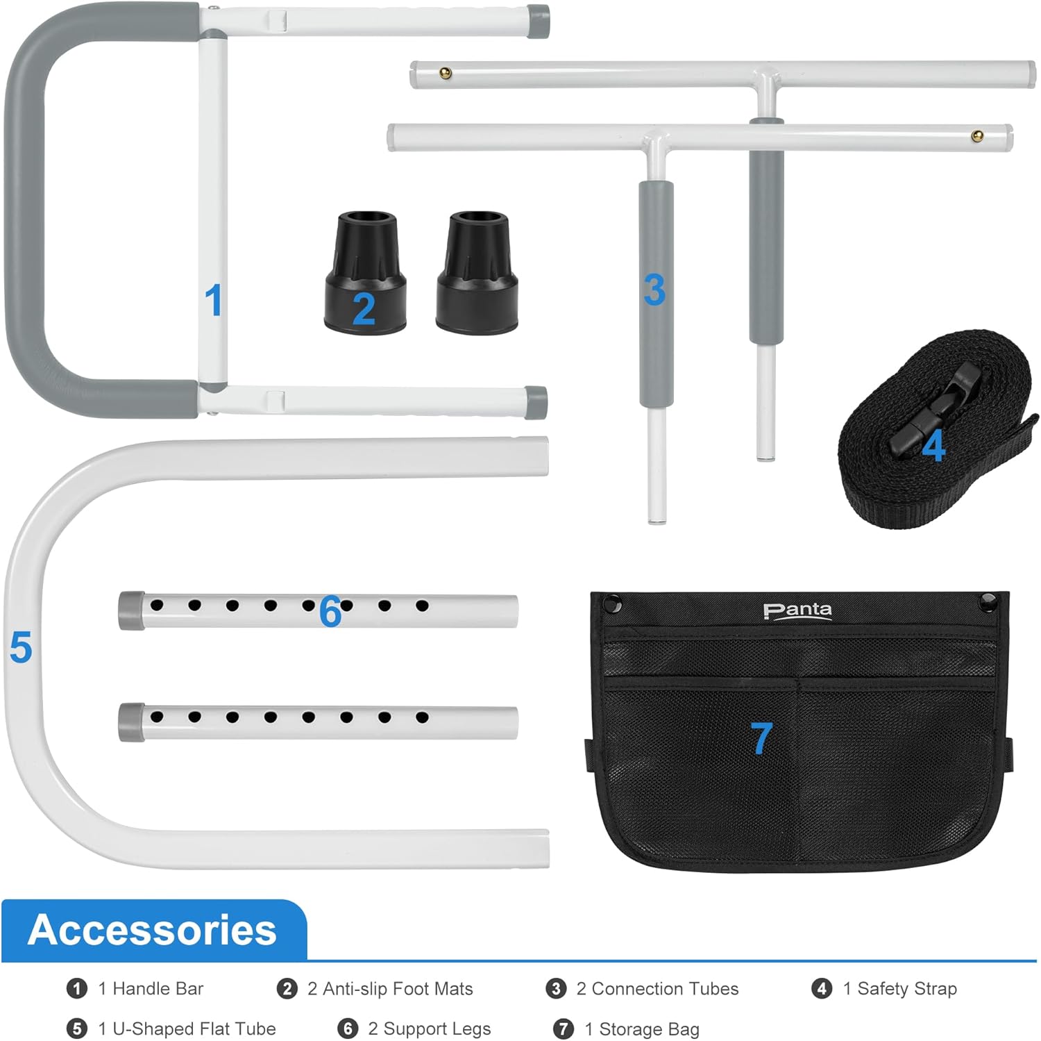 Panta Bed Rails for Elderly Adults Safety, Adjustable Bed Assist Rails for Seniors, Bed Side Rails with Support Legs and Storage Pocket, Portable Bed Cane Fit King, Queen, Full, Twin Bed, Grey - Image 9
