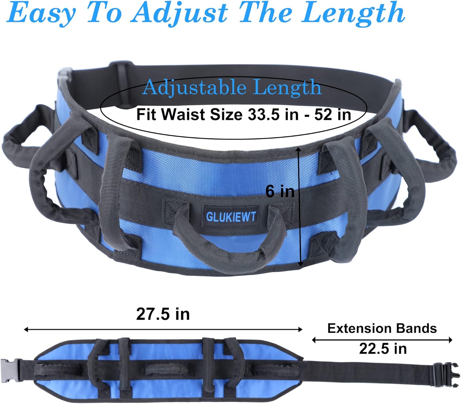 Gait Belts Transfer Belts for Seniors with Padded Handles Widen Medical Gate Belts for Elderly Inside Non Slip Patient Transfer Walking Assist & Gait Belt/Wheelchair Seat Belt for 33.5" -52" Waist - Image 5