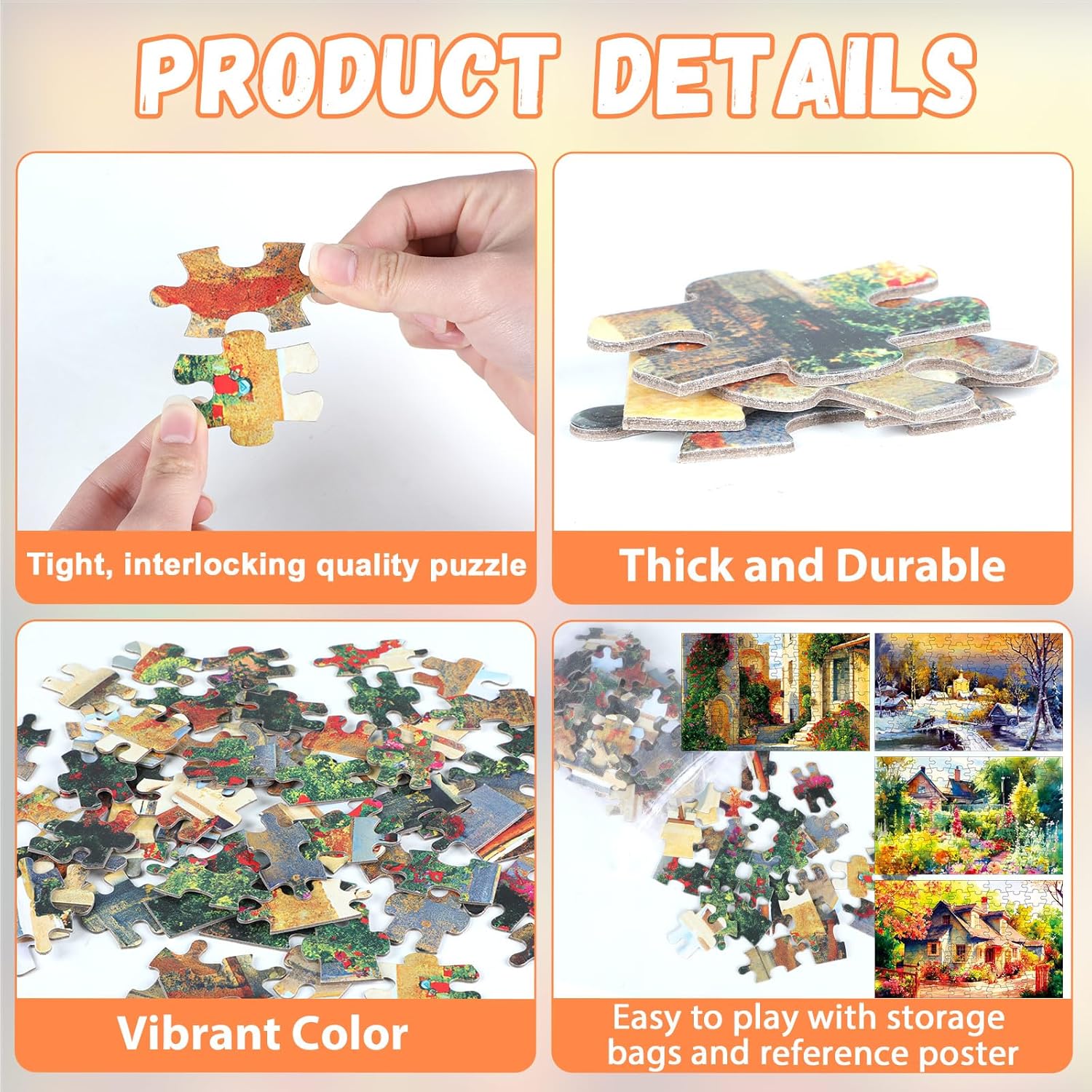 ZOiiWA 4 Pack 100 Pcs Dementia Puzzles for Elderly Country Life Dementia Alzheimers Products and Activities for Seniors Alzheimer’s Puzzles Memory Cognitive Games for Seniors Gift for Elderly Adults - Image 4