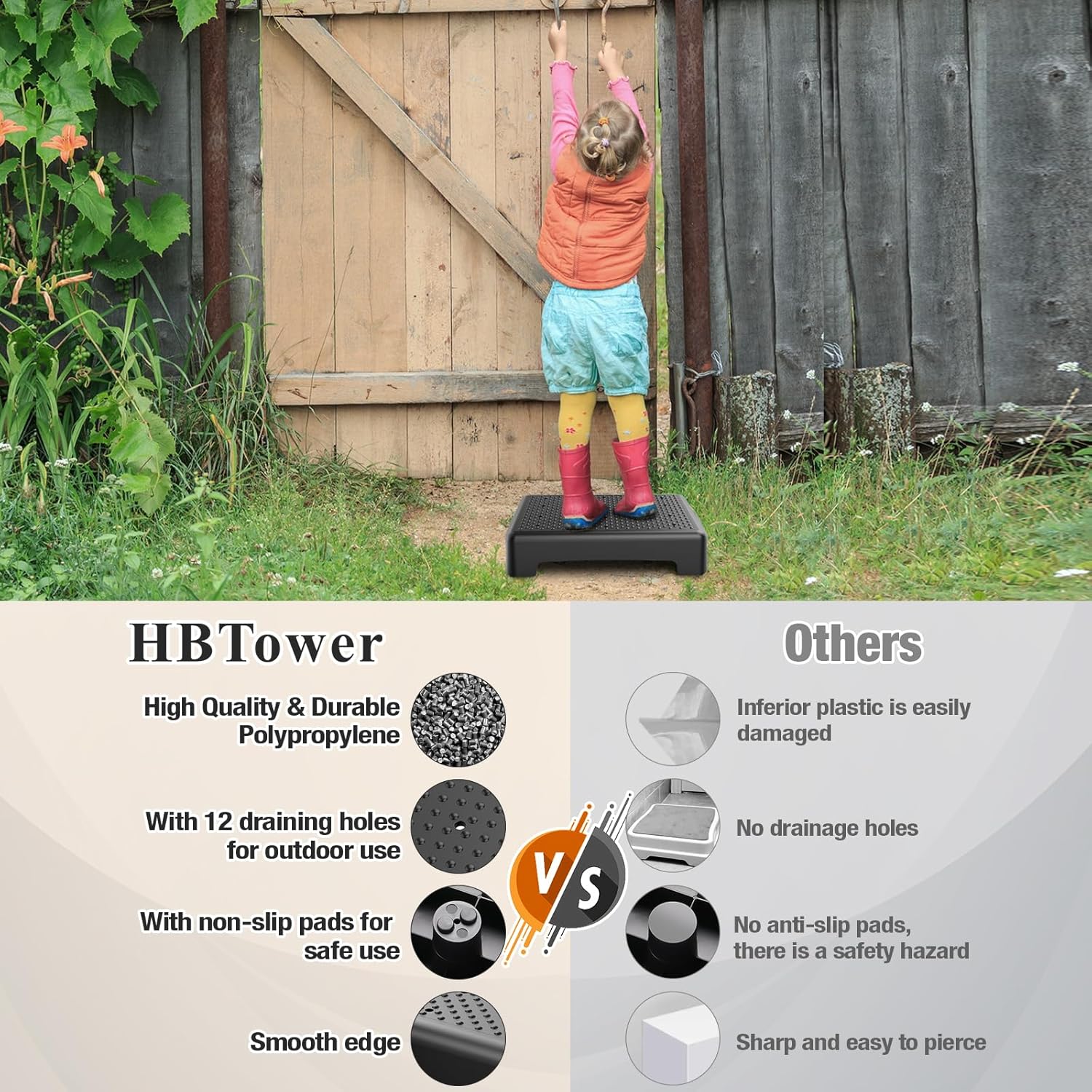 HBTower Mobility Step Stool for Adults & Seniors - Non-Slip Platform Indoor and Outdoor, Portable Riser, Safety Step for Car, Bedside, Office, Shower, Stairs - Black - Image 5