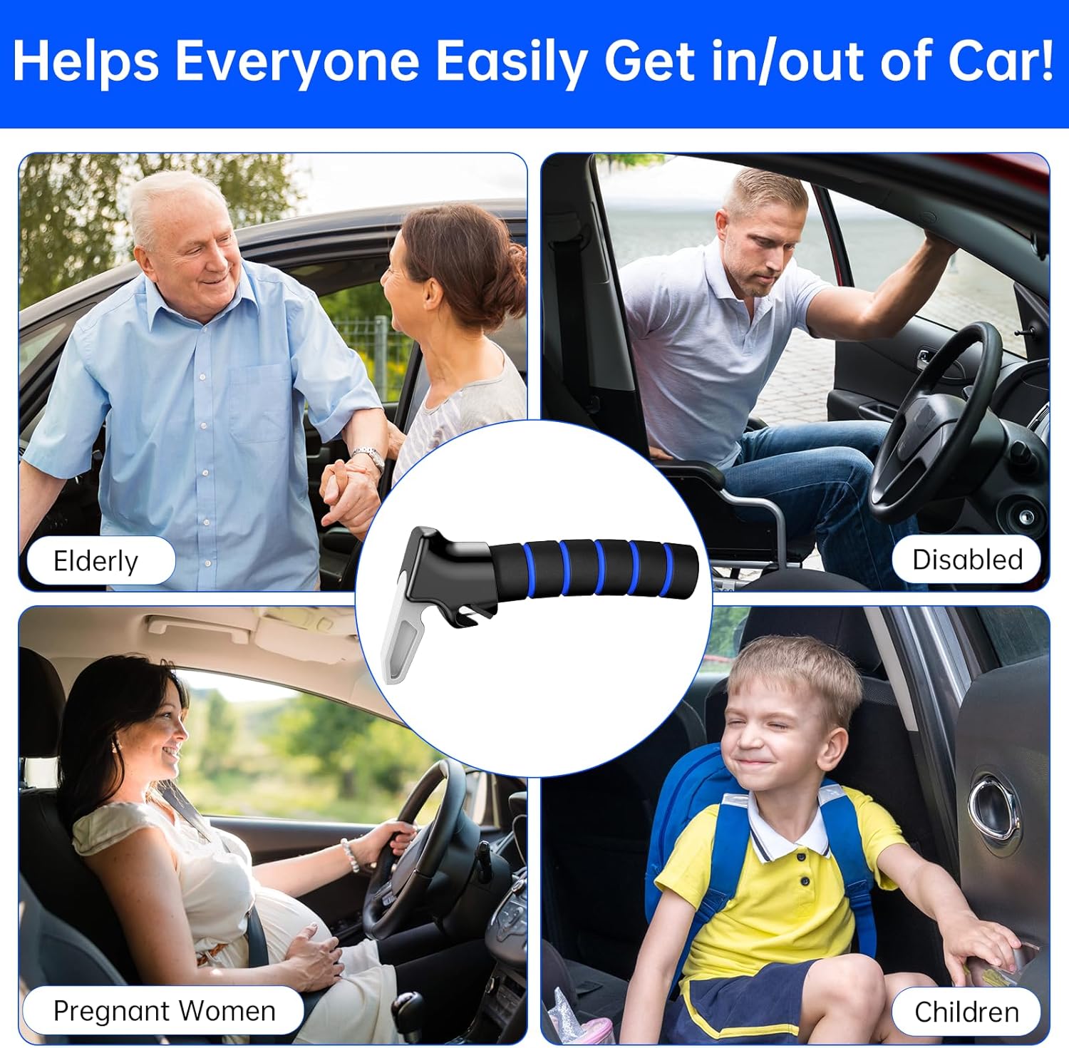 SYMYNELEC Car Door Handle for Elderly: Non-Slip Grip and Sturdy Assist Support - Fits Most Vehicles for Easy Getting in and Out of Car - Helpful for Seniors Handicapped Pregnant Women Children 2Packs - Image 4