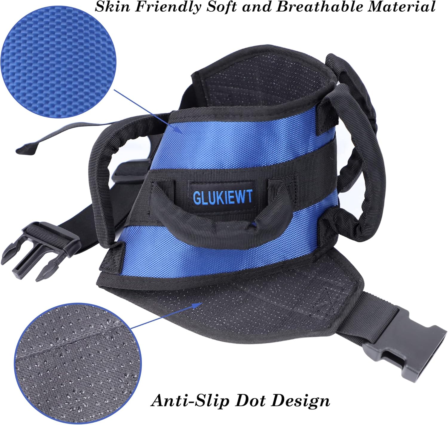 Gait Belts Transfer Belts for Seniors with Padded Handles Widen Medical Gate Belts for Elderly Inside Non Slip Patient Transfer Walking Assist & Gait Belt/Wheelchair Seat Belt for 33.5" -52" Waist - Image 3