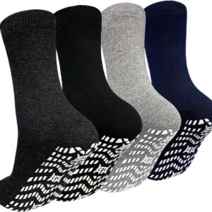 ZAKASA Non Slip Grip Socks - Non Skid Crew Grippy Socks for Men Women Anti Slip Gripper for Elderly Hospital Yoga