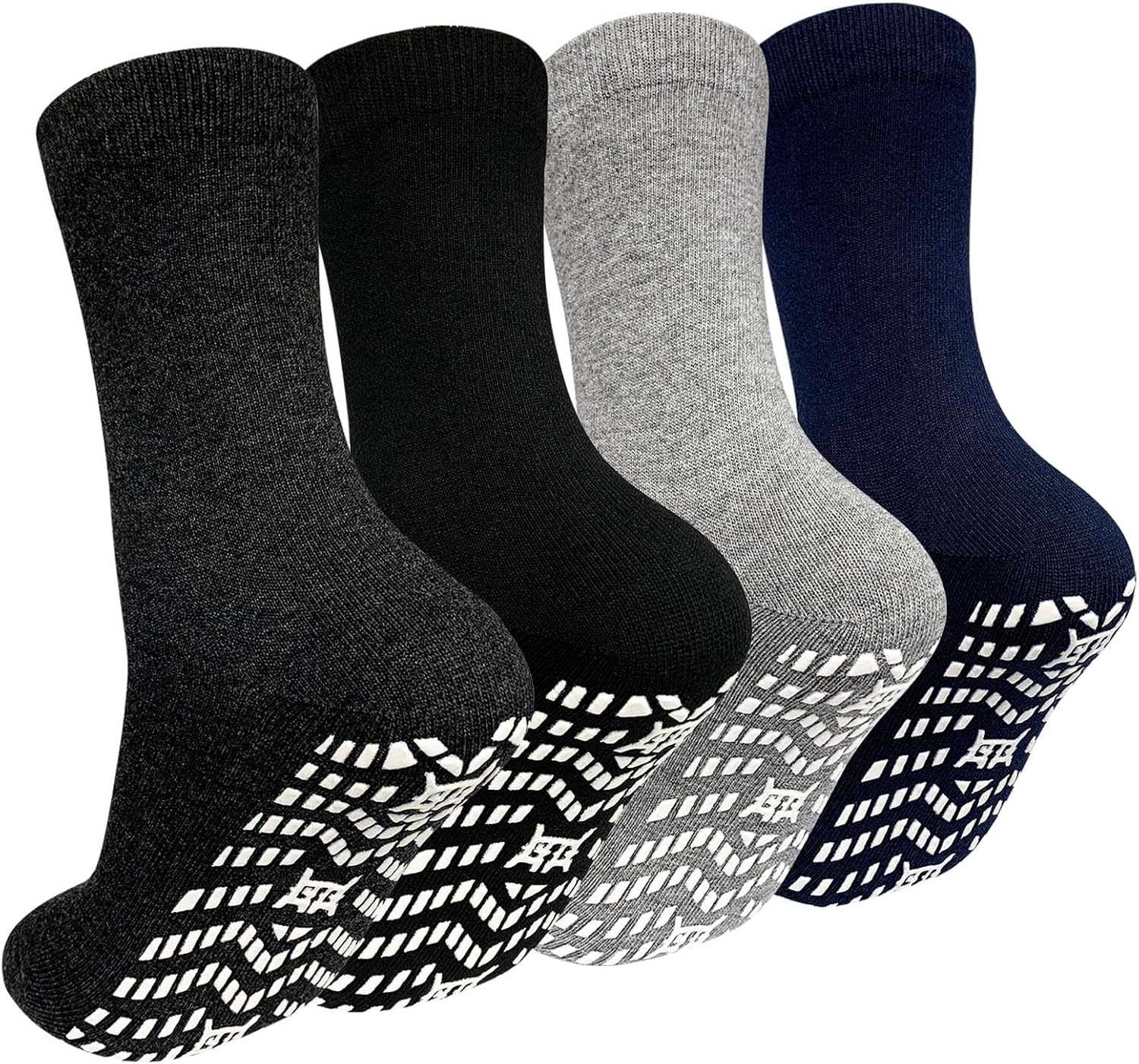 ZAKASA Non Slip Grip Socks - Non Skid Crew Grippy Socks for Men Women Anti Slip Gripper for Elderly Hospital Yoga