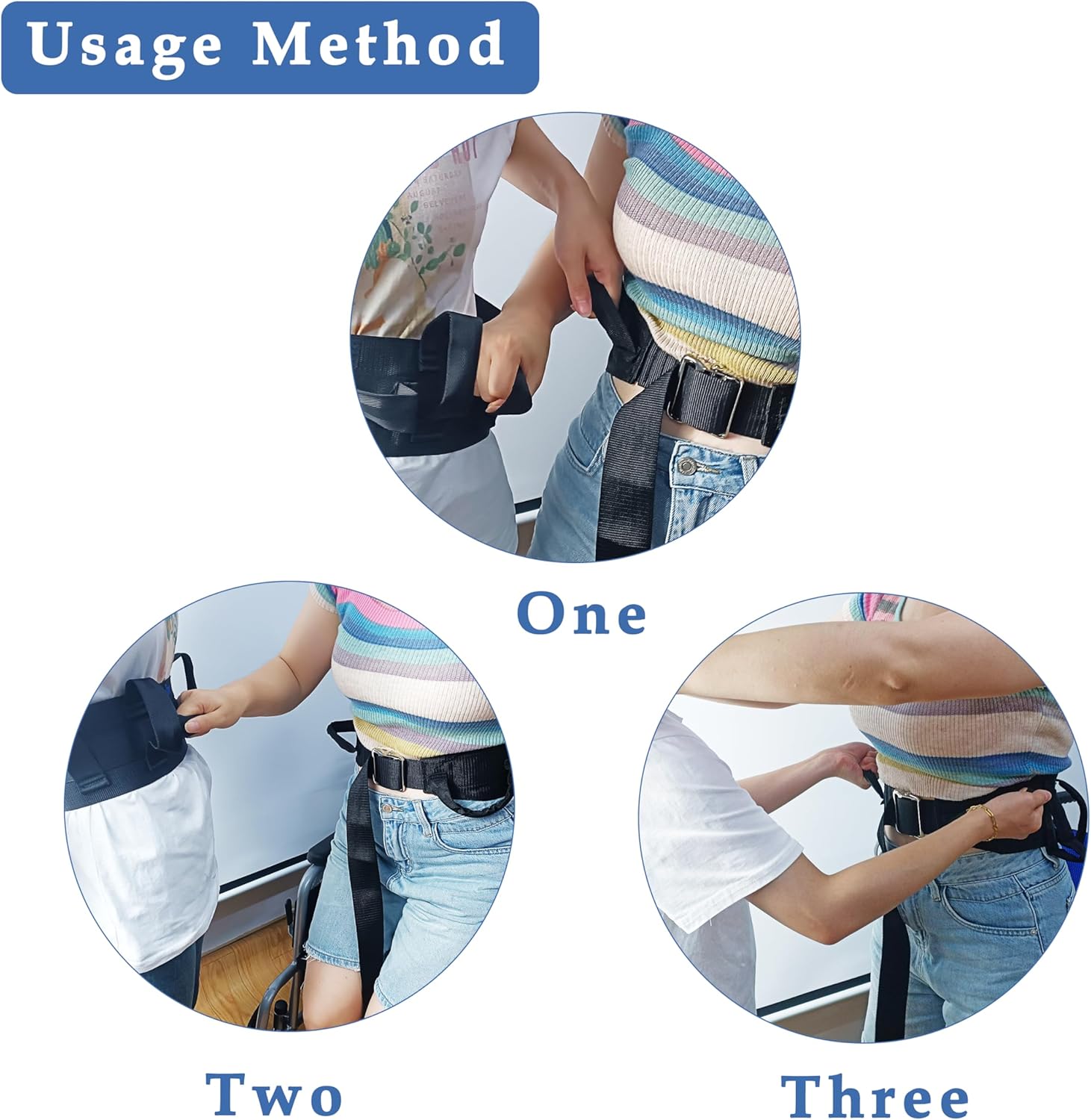 Gait Belt with Handles for Seniors, Nursing Staff, Transfer Belt for Elderly and Disabled with 7 Handles and Metal Buckle - Image 6