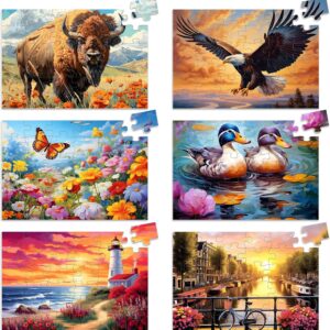 6 Pack 36 Piece Large Jigsaw Puzzle for Seniors Puzzles Dementia Alzheimer's Products and Activities for Elderly Adults Alzheimer's Puzzles Easy Memory Games Gift for Seniors Patients in Nursing Home