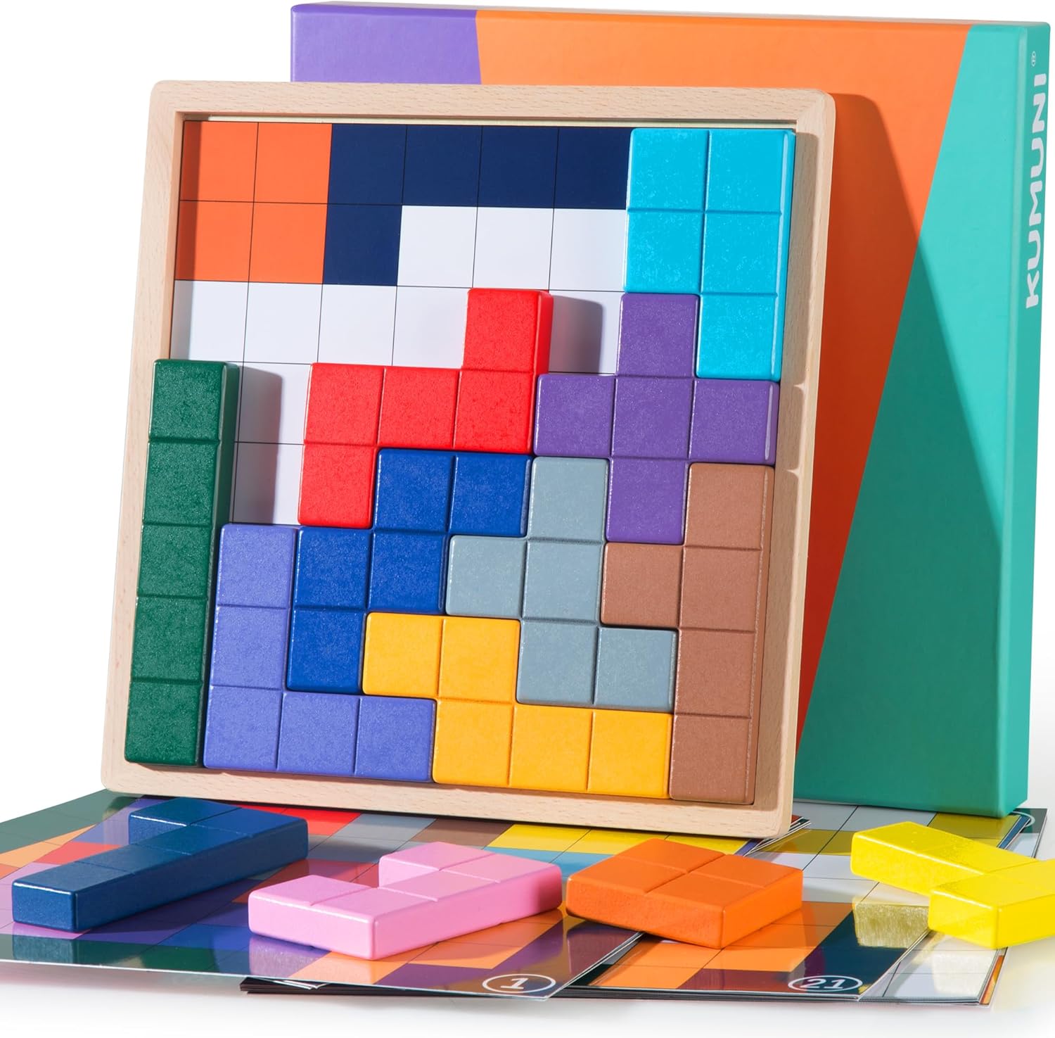 Dementia Products for Elderly, Wooden Tiles Matching Game with 40 Templates, Dementia Activities for Seniors, Easy Memory Games for Alzheimer's, Large Puzzle Pattern Blocks